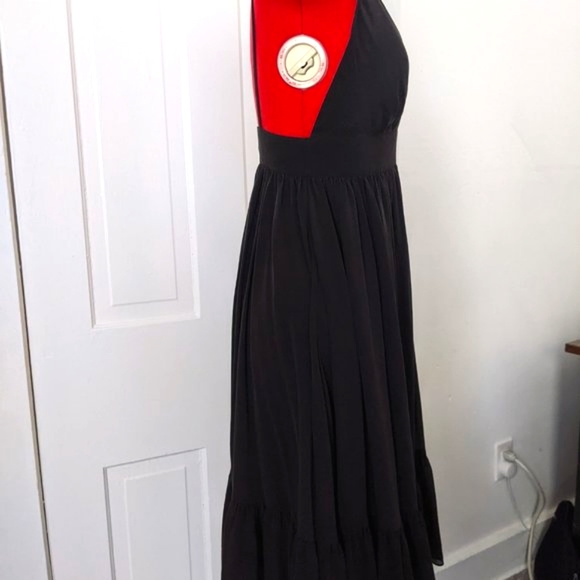 J. Crew Black Silk Deep V Dress with Ruffle - Picture 11 of 14